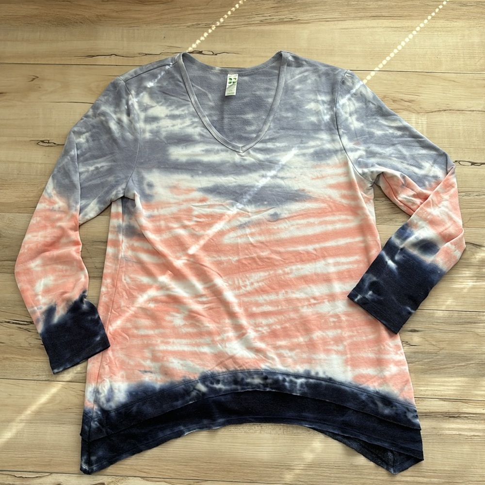 Green Tea Womens Size L Long Sleeve Tie Dye Shirt. so Soft. Pink & Blue. - Picture 8 of 11